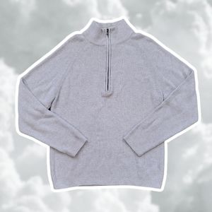 Calvin Klein Men's Large Beige 100% Cotton Knit 1/4 Zip Pullover